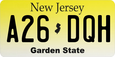 NJ license plate A26DQH