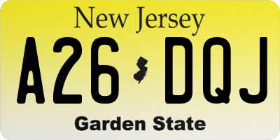 NJ license plate A26DQJ