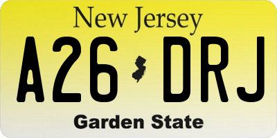 NJ license plate A26DRJ