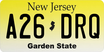 NJ license plate A26DRQ