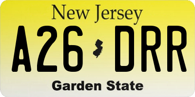 NJ license plate A26DRR