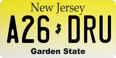 NJ license plate A26DRU