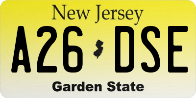 NJ license plate A26DSE