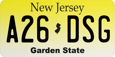 NJ license plate A26DSG