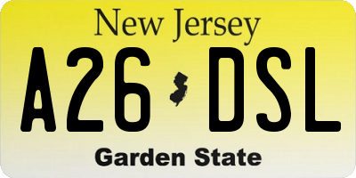 NJ license plate A26DSL