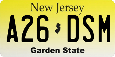 NJ license plate A26DSM