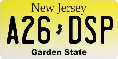 NJ license plate A26DSP