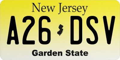 NJ license plate A26DSV