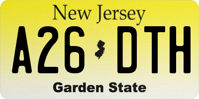 NJ license plate A26DTH