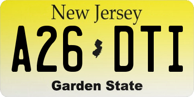 NJ license plate A26DTI
