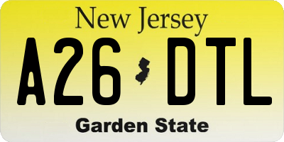 NJ license plate A26DTL