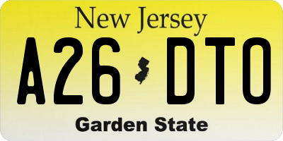 NJ license plate A26DTO