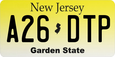 NJ license plate A26DTP