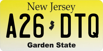 NJ license plate A26DTQ