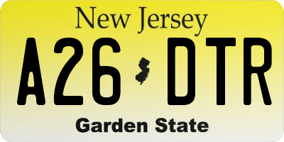 NJ license plate A26DTR
