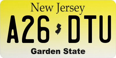 NJ license plate A26DTU