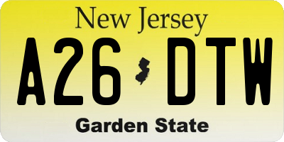 NJ license plate A26DTW