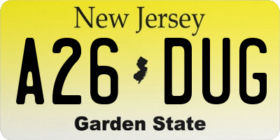 NJ license plate A26DUG