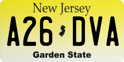 NJ license plate A26DVA