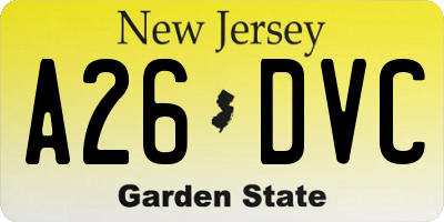 NJ license plate A26DVC