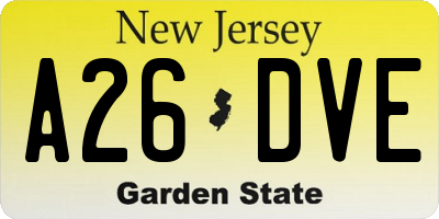 NJ license plate A26DVE