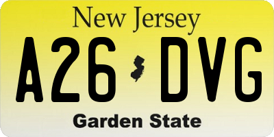 NJ license plate A26DVG