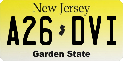 NJ license plate A26DVI