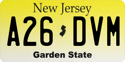 NJ license plate A26DVM