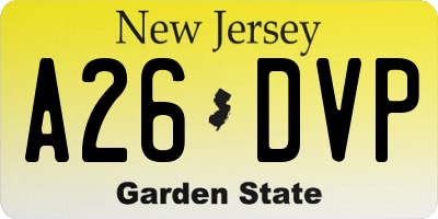 NJ license plate A26DVP