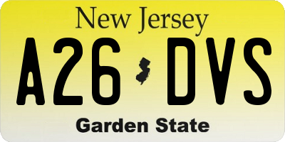 NJ license plate A26DVS