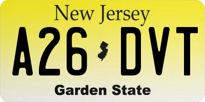 NJ license plate A26DVT