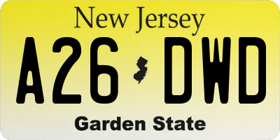 NJ license plate A26DWD
