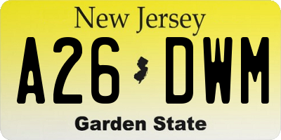 NJ license plate A26DWM