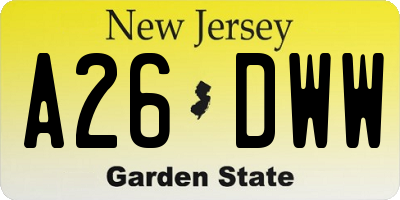NJ license plate A26DWW