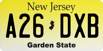 NJ license plate A26DXB