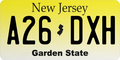 NJ license plate A26DXH