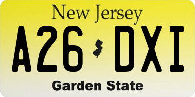NJ license plate A26DXI