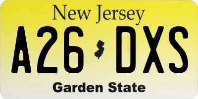 NJ license plate A26DXS