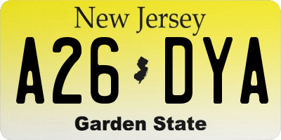 NJ license plate A26DYA