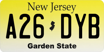 NJ license plate A26DYB