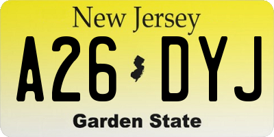 NJ license plate A26DYJ
