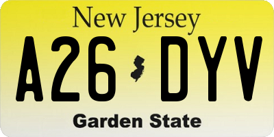 NJ license plate A26DYV