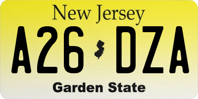 NJ license plate A26DZA