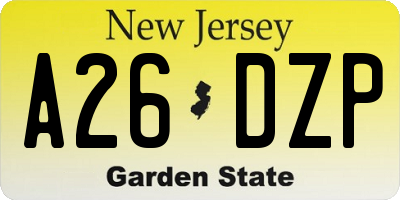 NJ license plate A26DZP