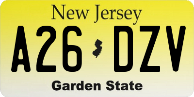NJ license plate A26DZV