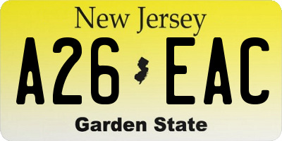 NJ license plate A26EAC