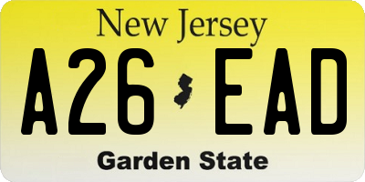 NJ license plate A26EAD