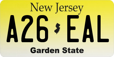 NJ license plate A26EAL