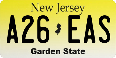 NJ license plate A26EAS