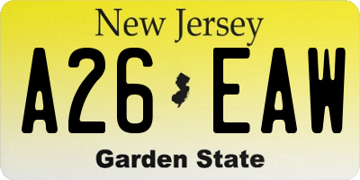 NJ license plate A26EAW